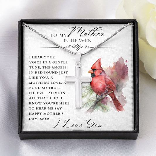 To My Mother In Heaven | Personalized Polished Stainless Steel Cross Necklace - Soul Spoken Gifts