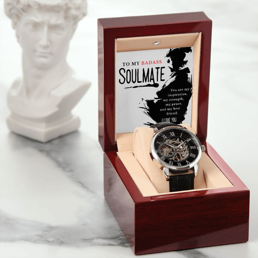 To My BADASS SOULMATE | CLASSIC LUXURY Motion Powered Openwork Watch - Soul Spoken Gifts