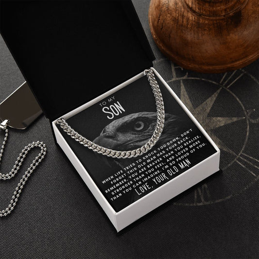 To My Son - I'm So Proud Of You | Polished Stainless Steel/14k Gold Cuban Link Chain Necklace - Soul Spoken Gifts