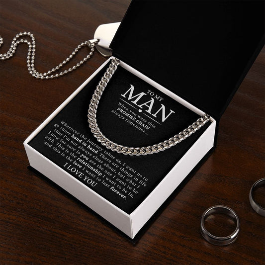 To My Man - Promise Chain | Stainless Steel OR 14k Yellow Gold Cuban Link Chain Necklace - Soul Spoken Gifts