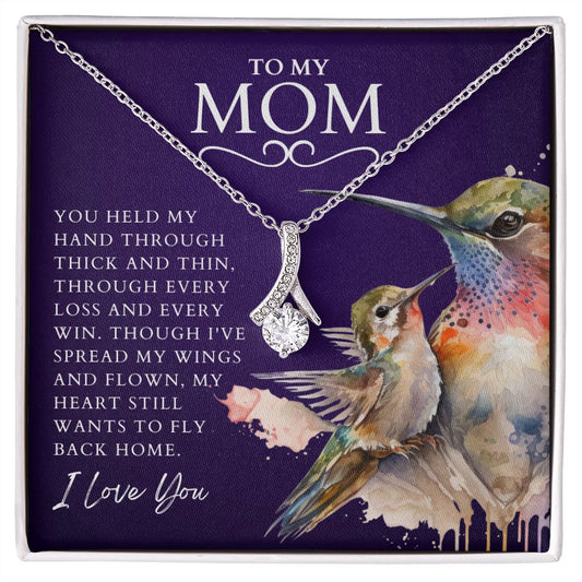 To My Mom - My Heart Still Wants To Fly Home | PREMIUM 14k White/18k Yellow Gold Alluring Beauty Necklace - Soul Spoken Gifts