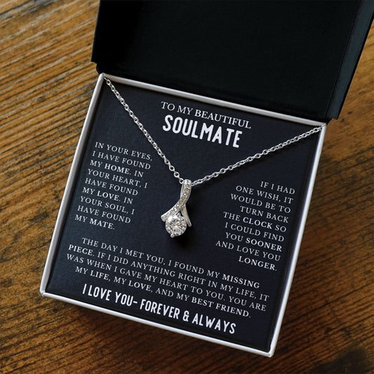 To My Beautiful Soulmate - My Missing Piece | PREMIUM 14k White/18k Yellow Gold Alluring Beauty Necklace - Soul Spoken Gifts