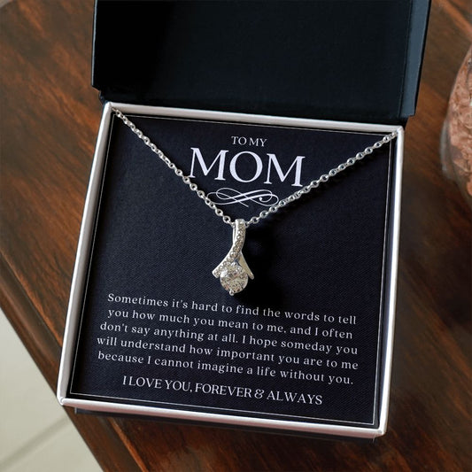 To My Mom - How Much You Mean To Me | PREMIUM 14k White/18k Yellow Gold Alluring Beauty Necklace - Soul Spoken Gifts