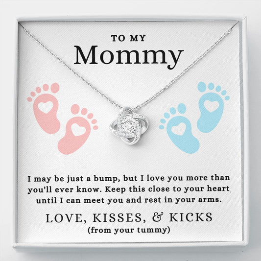 To My Mommy - Love, Kisses, & Kicks | 14k White OR 18k Gold Love Knot Necklace - Soul Spoken Gifts