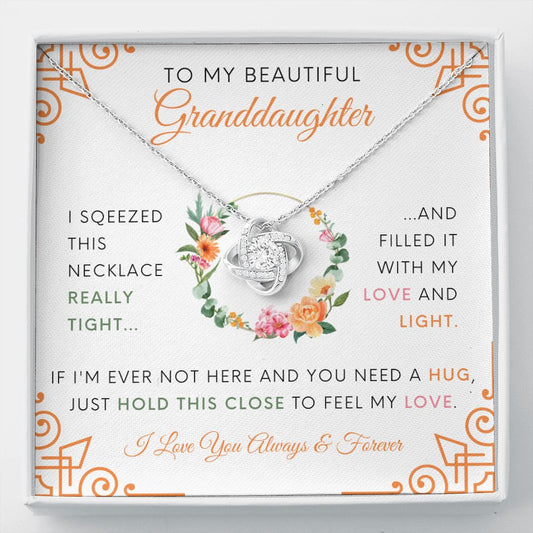 To My Beautiful Granddaughter - Love and Light | PREMIUM 14k White OR 18k Gold Love Knot Necklace - Soul Spoken Gifts