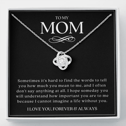 To My Mom | PREMIUM 14k White OR 18k Gold Love Knot Necklace - Soul Spoken Gifts