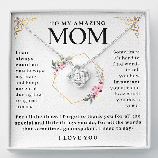 To My Amazing Mom | PREMIUM 14k White OR 18k Gold Love Knot Necklace - Soul Spoken Gifts