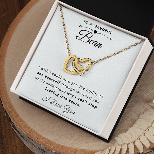 To My Favorite Bean - I Can't Stop | Trendy Rose Gold/Steel OR 18k Gold Interlocking Hearts Necklace - Soul Spoken Gifts