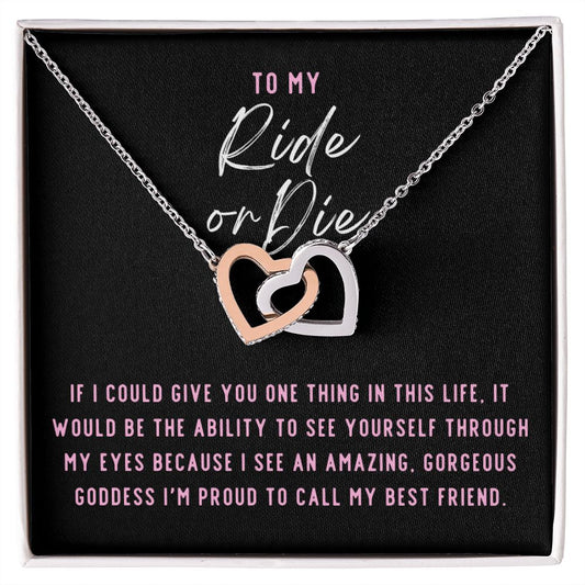 To My RIDE OR DIE | Rose Gold/Steel OR 18k Gold Interlocking Hearts Necklace - Soul Spoken Gifts