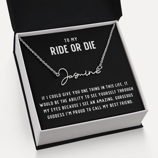 To My RIDE OR DIE | TRENDY Signature Style Name Necklace Gift | Stainless Steel OR 18k Yellow Gold Finish - Soul Spoken Gifts