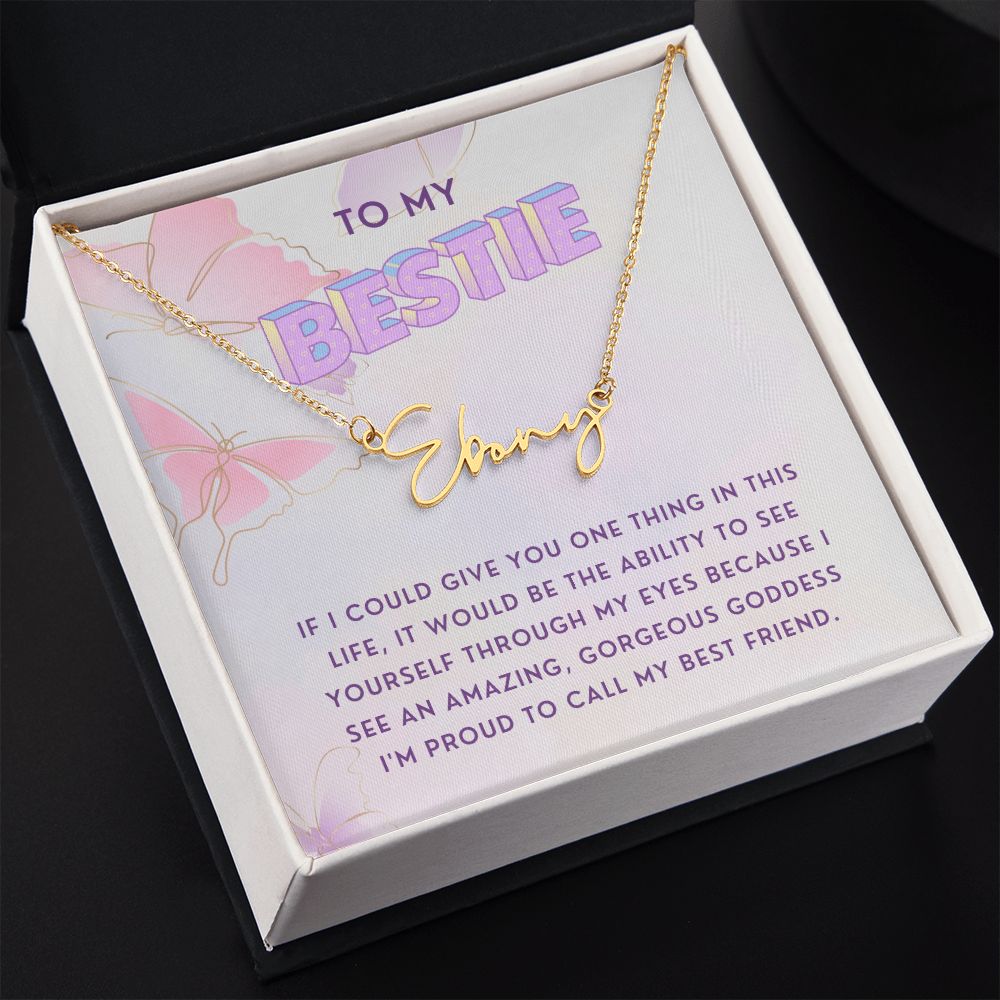 To My Bestie | Dainty Custom Signature Style Name Necklace Gift | Stainless Steel OR 18k Yellow Gold Finish - Soul Spoken Gifts
