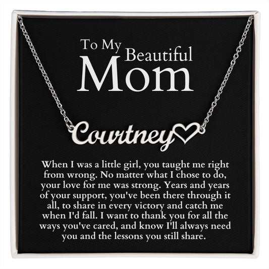 To My Beautiful Mom | Personalized Heart Name Necklace - Soul Spoken Gifts