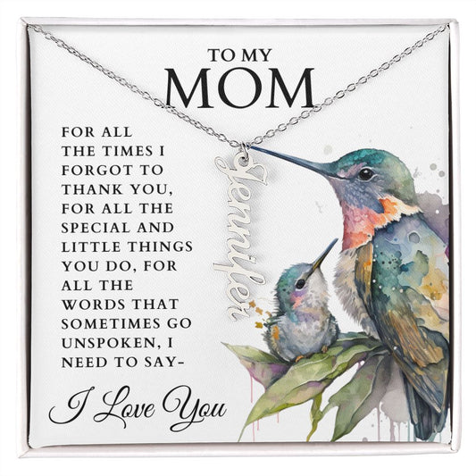 To My Mom - Special Things You Do | PERSONALIZED Vertical Name Necklace - Soul Spoken Gifts